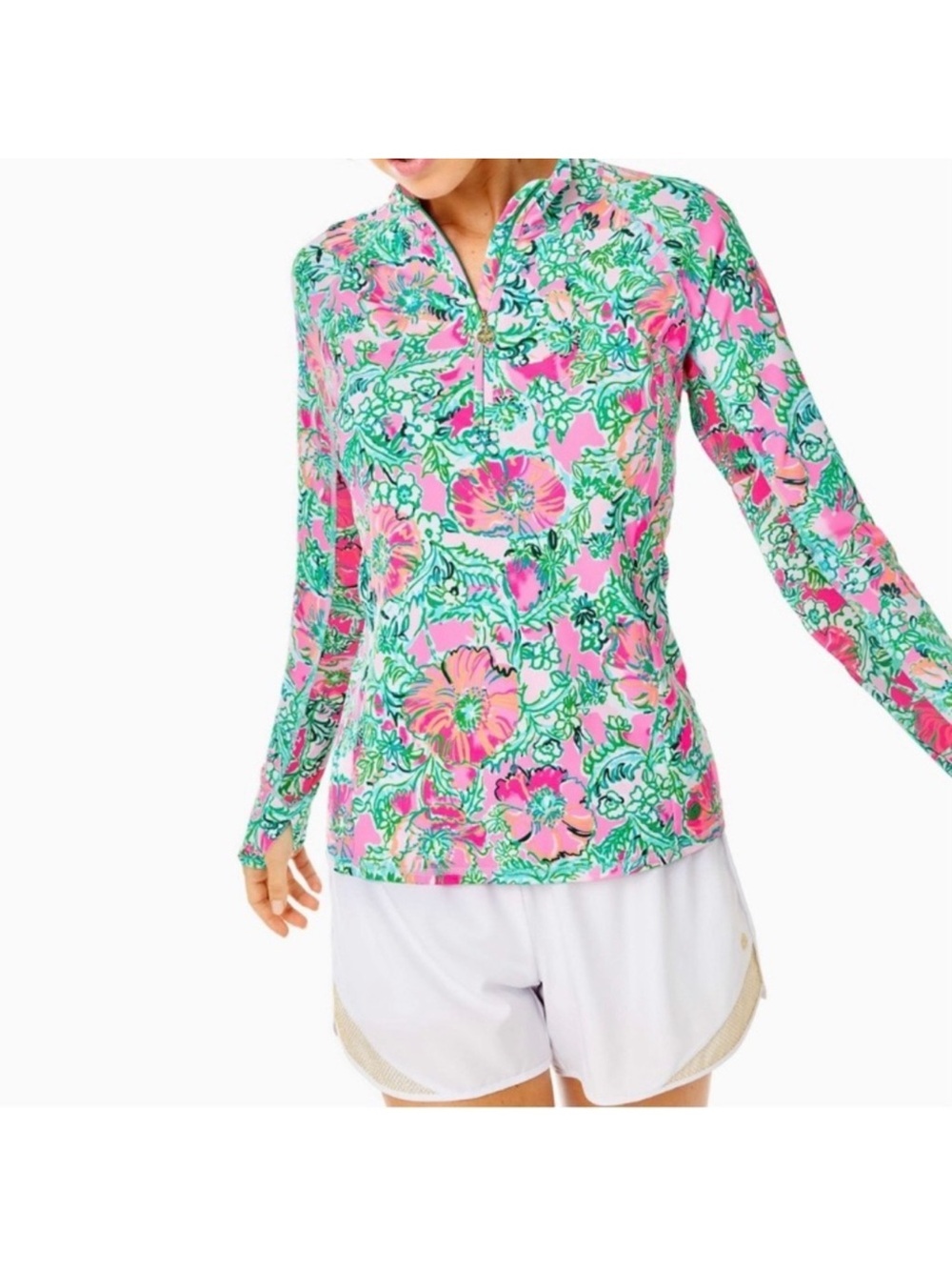 Lilly Pulitzer Luxletic Marion Sunguard UPF 50+ Half Zip Pullover Large